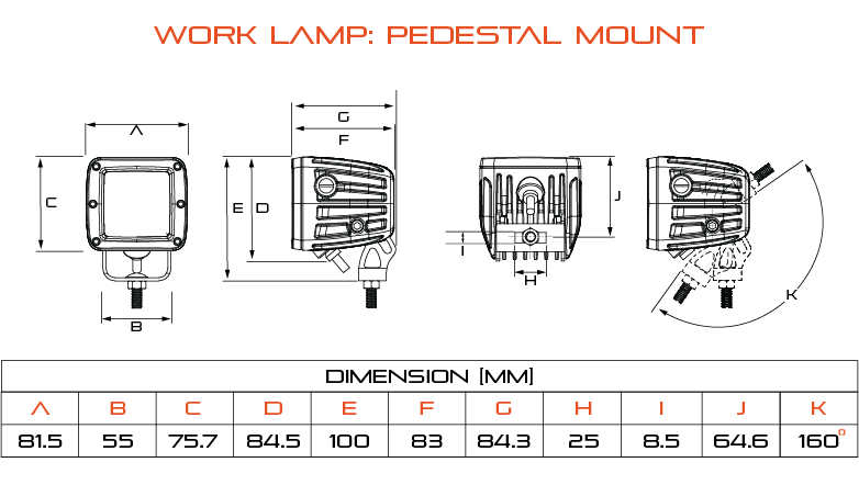 LED Work Lamp: Pedestal Mount
